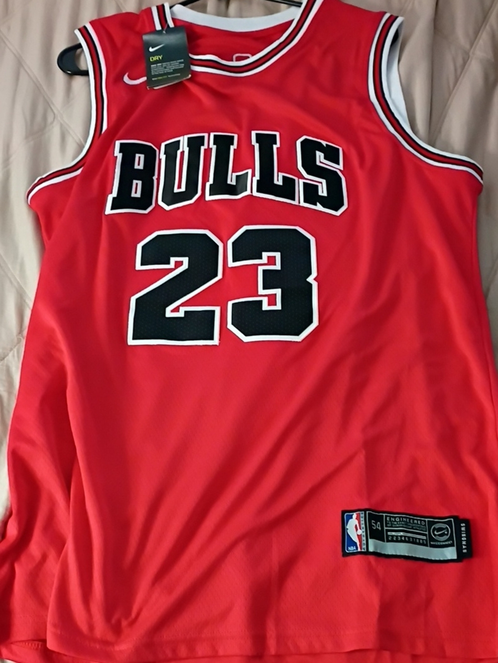 Nike Red Chicago Bulls #23 Replica Jersey with Black & White Trim